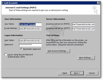 microsoft office outlook email settings