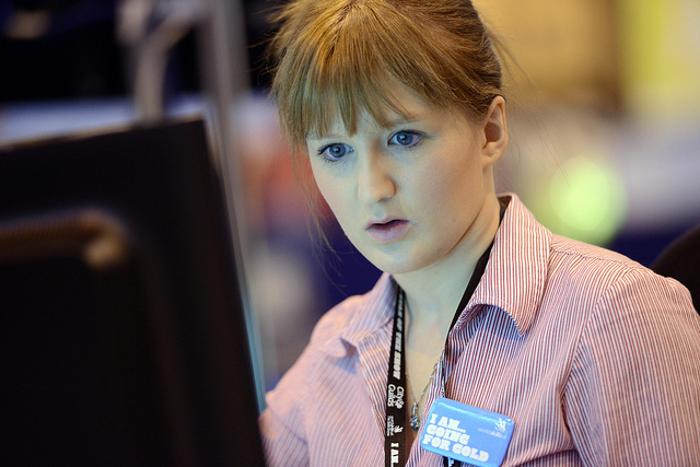 lady at computer screen