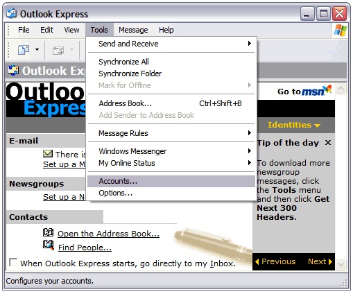 runasxp outlook express mail address book