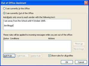 How to setup an email out of office auto reply