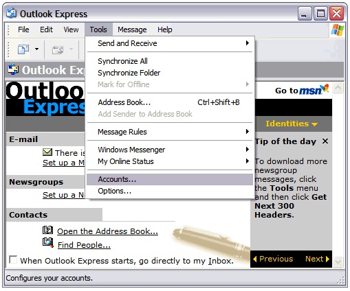 how to change email address in outlook express