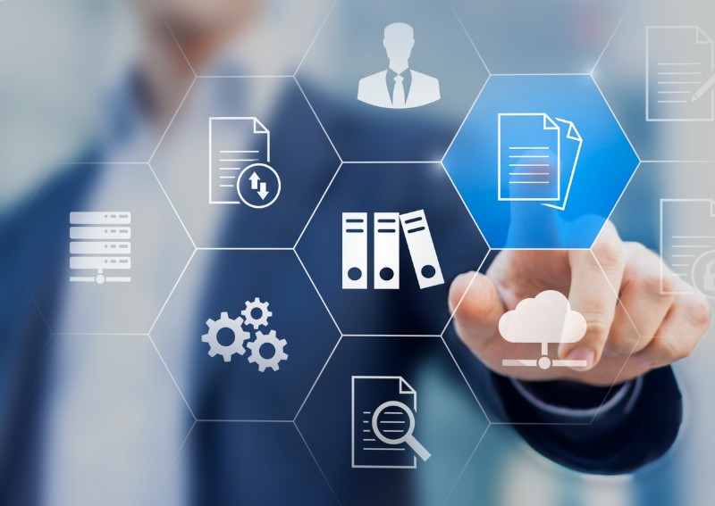 Document Management System (DMS) used to store, search and manage review process and users for corporate files and information in enterprise.